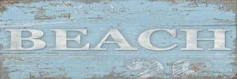 Beach Sign Black Ornate Wood Framed Art Print with Double Matting by Paton, Julie