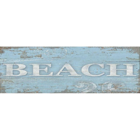 Beach Sign Gold Ornate Wood Framed Art Print with Double Matting by Paton, Julie