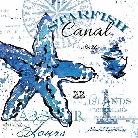 Starfish Canal White Modern Wood Framed Art Print with Double Matting by Paton, Julie