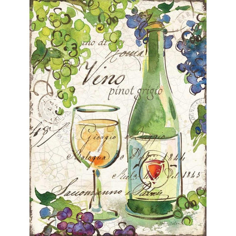 Vin Pinot Gold Ornate Wood Framed Art Print with Double Matting by Paton, Julie