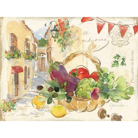 Piazzette Veggies White Modern Wood Framed Art Print by Paton, Julie