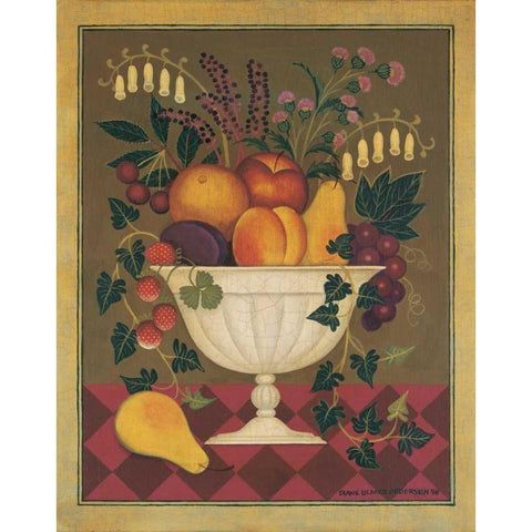 Fruit and Flowers I Gold Ornate Wood Framed Art Print with Double Matting by Pedersen, Diane