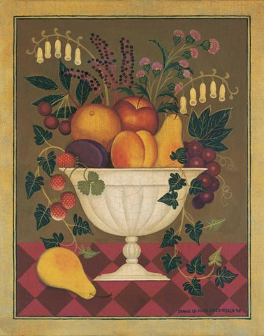 Fruit and Flowers I Black Ornate Wood Framed Art Print with Double Matting by Pedersen, Diane