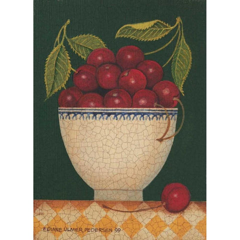 Cup O Cherries Gold Ornate Wood Framed Art Print with Double Matting by Pedersen, Diane