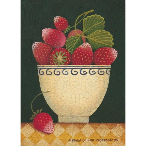 Cup O Strawberries White Modern Wood Framed Art Print by Pedersen, Diane