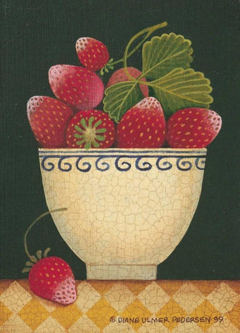 Cup O Strawberries White Modern Wood Framed Art Print with Double Matting by Pedersen, Diane