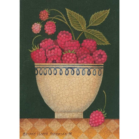 Cup O Raspberries Gold Ornate Wood Framed Art Print with Double Matting by Pedersen, Diane