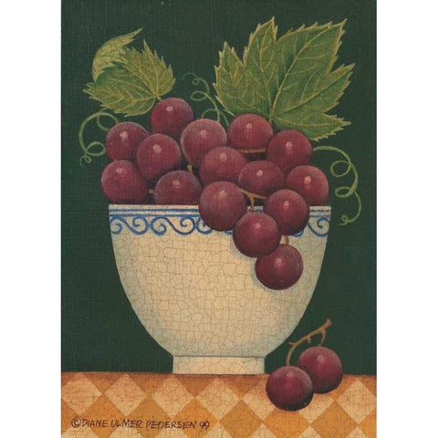 Cup O Grapes White Modern Wood Framed Art Print by Pedersen, Diane