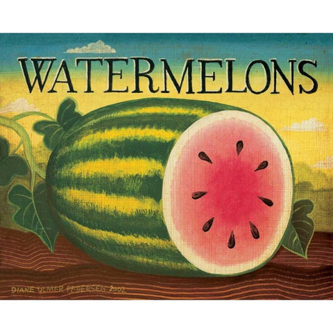 Watermelons Gold Ornate Wood Framed Art Print with Double Matting by Pedersen, Diane