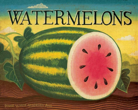 Watermelons Black Ornate Wood Framed Art Print with Double Matting by Pedersen, Diane