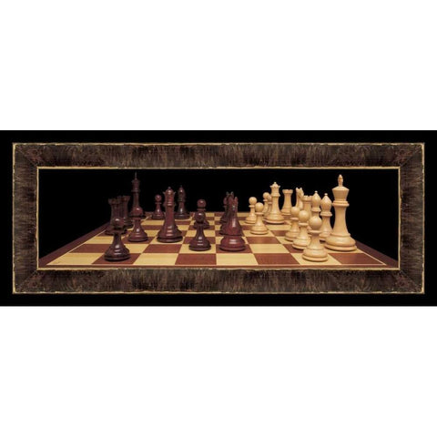 Chess I Black Modern Wood Framed Art Print with Double Matting by Pela Design