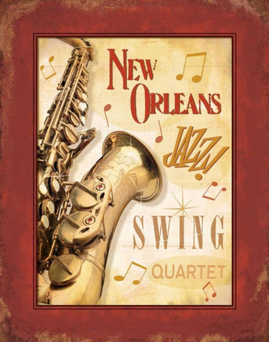 New Orleans Jazz II Black Ornate Wood Framed Art Print with Double Matting by Pela Design