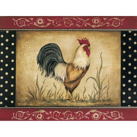 Cock-a-doodle-doo White Modern Wood Framed Art Print by Poloson, Kimberly