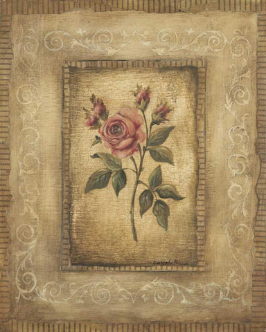 Savin Rose Black Ornate Wood Framed Art Print with Double Matting by Poloson, Kimberly