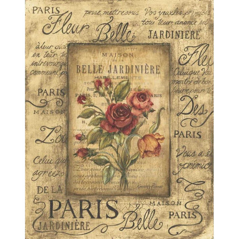 Bel Bouquet I Gold Ornate Wood Framed Art Print with Double Matting by Poloson, Kimberly