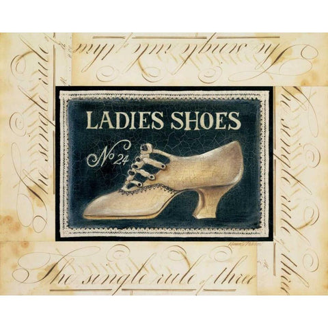 Ladies Shoes No. 24 Gold Ornate Wood Framed Art Print with Double Matting by Poloson, Kimberly