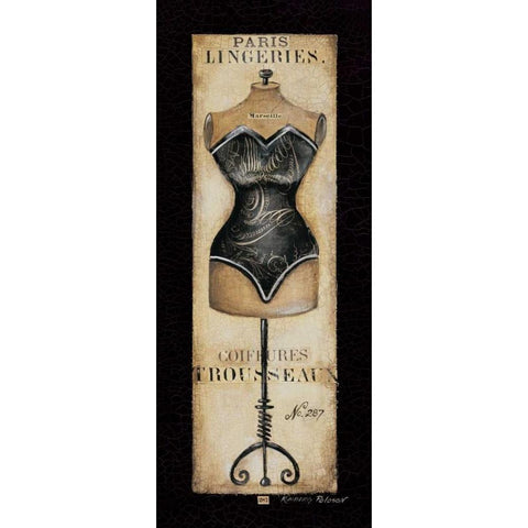 Paris Lingeries No. 287 Black Modern Wood Framed Art Print with Double Matting by Poloson, Kimberly