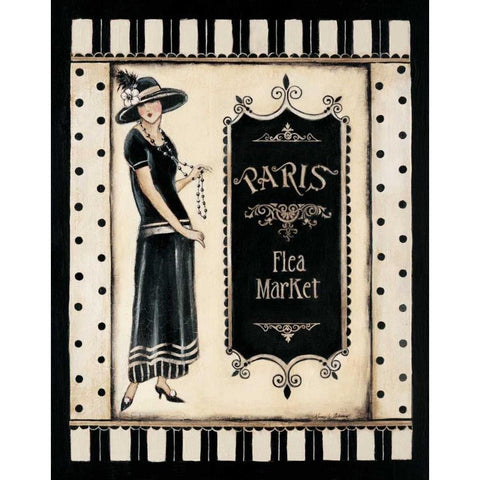 Paris Flea Market Black Modern Wood Framed Art Print with Double Matting by Poloson, Kimberly