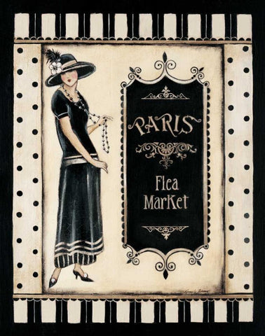 Paris Flea Market White Modern Wood Framed Art Print with Double Matting by Poloson, Kimberly