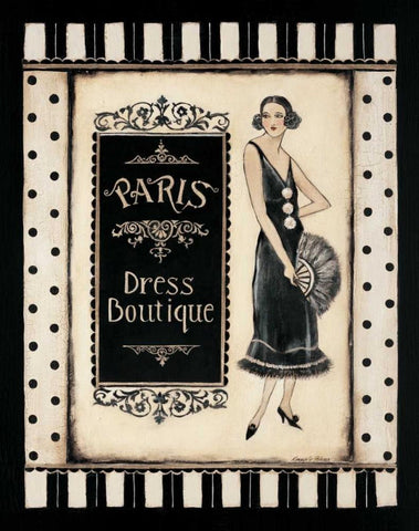 Paris Dress Boutique White Modern Wood Framed Art Print with Double Matting by Poloson, Kimberly