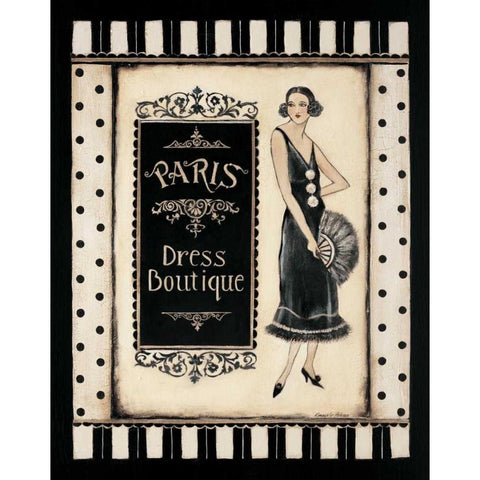 Paris Dress Boutique Black Modern Wood Framed Art Print with Double Matting by Poloson, Kimberly