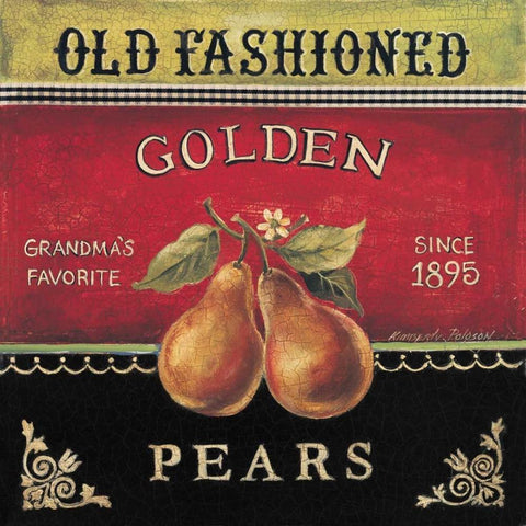 Golden Pears Gold Ornate Wood Framed Art Print with Double Matting by Poloson, Kimberly