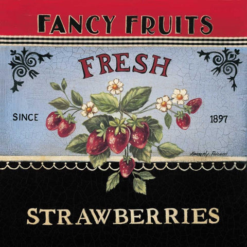 Fresh Strawberries Gold Ornate Wood Framed Art Print with Double Matting by Poloson, Kimberly