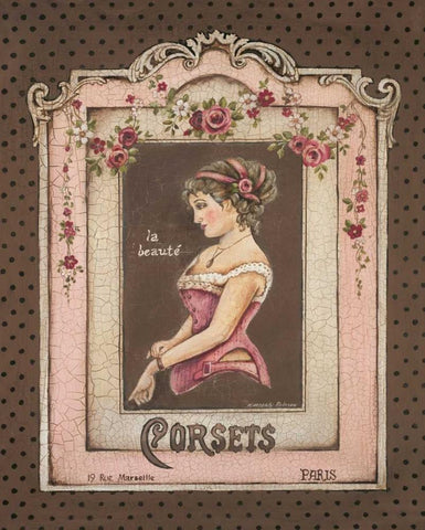 Corsets II Black Ornate Wood Framed Art Print with Double Matting by Poloson, Kimberly