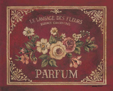 Parfum Black Ornate Wood Framed Art Print with Double Matting by Poloson, Kimberly