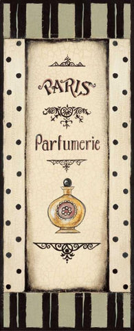 Perfume Bottle Black Ornate Wood Framed Art Print with Double Matting by Poloson, Kimberly