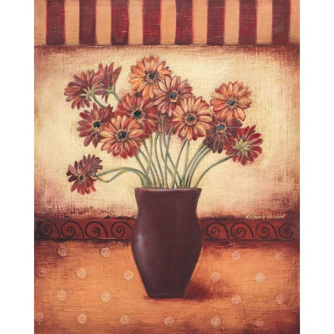 Red Daisies Black Modern Wood Framed Art Print with Double Matting by Poloson, Kimberly