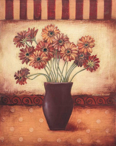 Red Daisies White Modern Wood Framed Art Print with Double Matting by Poloson, Kimberly