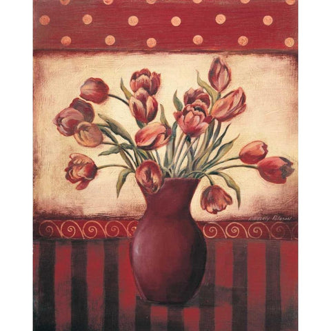 Red Tulips Gold Ornate Wood Framed Art Print with Double Matting by Poloson, Kimberly