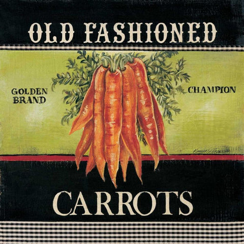 Old Fashioned Carrots Black Ornate Wood Framed Art Print with Double Matting by Poloson, Kimberly