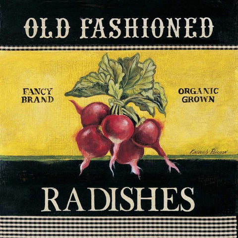 Old Fashioned Radishes Black Ornate Wood Framed Art Print with Double Matting by Poloson, Kimberly