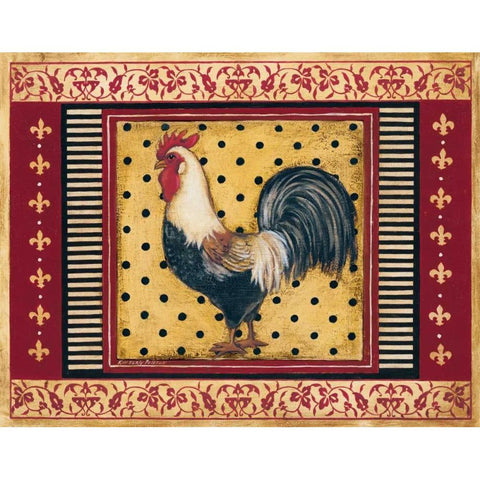 Provence Rooster II Black Modern Wood Framed Art Print with Double Matting by Poloson, Kimberly