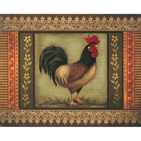 Mediterranean Rooster I White Modern Wood Framed Art Print by Poloson, Kimberly