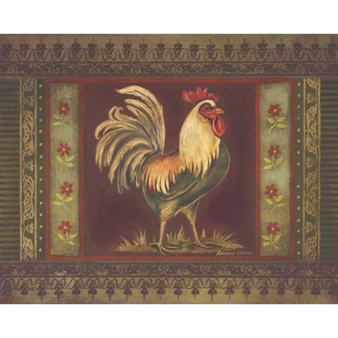 Mediterranean Rooster II White Modern Wood Framed Art Print by Poloson, Kimberly