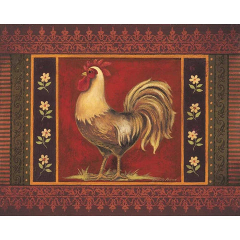 Mediterranean Rooster IV White Modern Wood Framed Art Print by Poloson, Kimberly