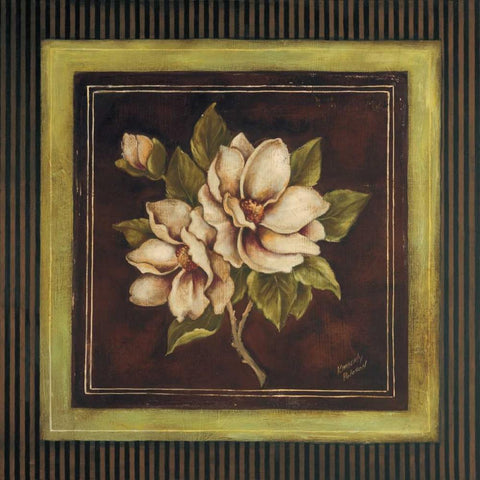 Magnolia I Gold Ornate Wood Framed Art Print with Double Matting by Poloson, Kimberly