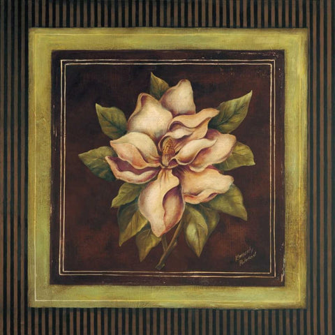 Magnolia II Black Ornate Wood Framed Art Print with Double Matting by Poloson, Kimberly