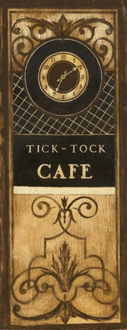 Tick Tock Cafe Black Ornate Wood Framed Art Print with Double Matting by Poloson, Kimberly