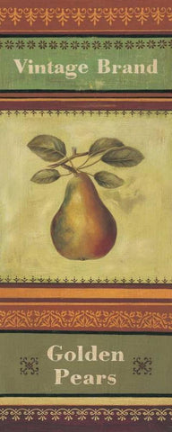 Golden Pears White Modern Wood Framed Art Print with Double Matting by Poloson, Kimberly