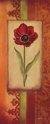 Mediterranean Tulip II Black Ornate Wood Framed Art Print with Double Matting by Poloson, Kimberly