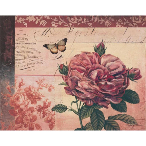 Le Rose a Monte I Gold Ornate Wood Framed Art Print with Double Matting by Poloson, Kimberly