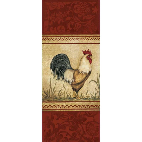 Classic Rooster I Black Modern Wood Framed Art Print with Double Matting by Poloson, Kimberly