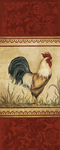 Classic Rooster I White Modern Wood Framed Art Print with Double Matting by Poloson, Kimberly