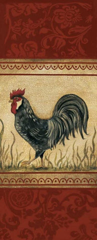 Classic Rooster II Black Ornate Wood Framed Art Print with Double Matting by Poloson, Kimberly