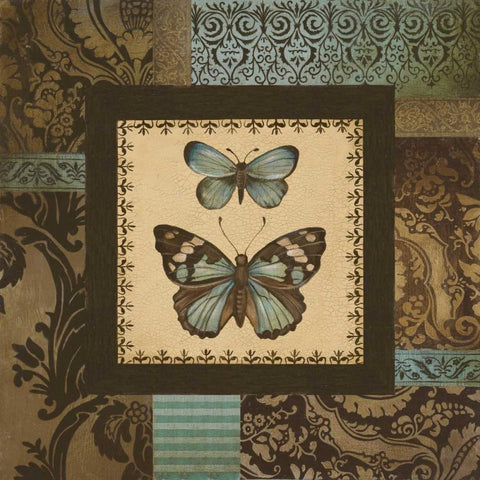 Butterfly Garden II Gold Ornate Wood Framed Art Print with Double Matting by Poloson, Kimberly