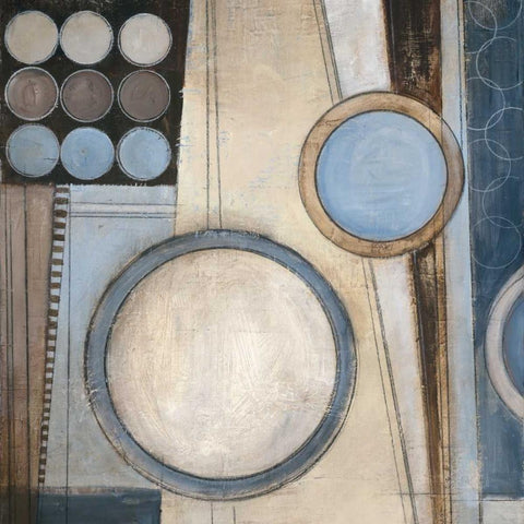 Blue Notes Square I White Modern Wood Framed Art Print with Double Matting by Poloson, Kimberly